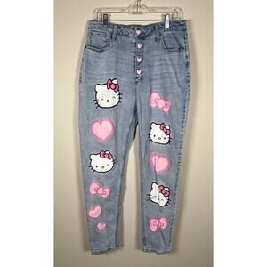 Hot Topic “Hello Kitty” Heart & Bow Mom Jeans By Sanrio Co. 2023 Junior Size 13.
